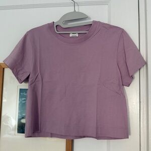 Aritzia Women's Crewneck Cropped Short-Sleeve Tee - Lilac - Size S